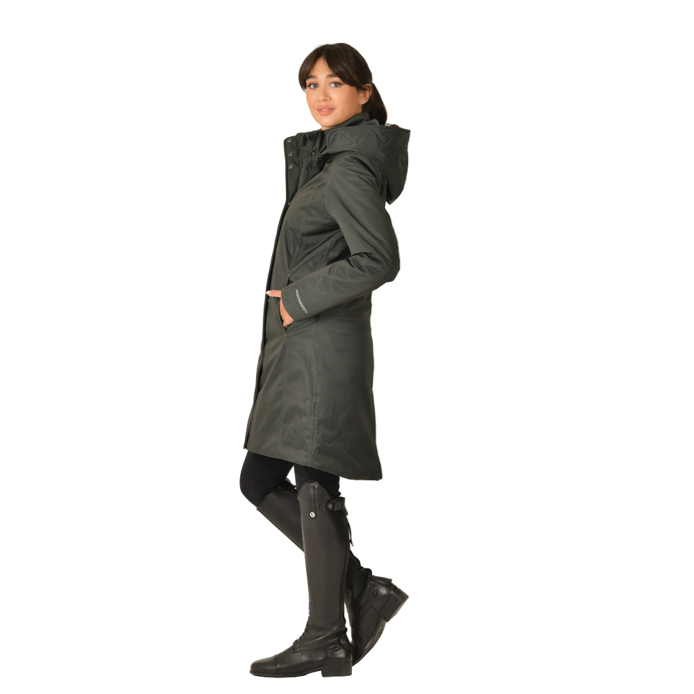Weatherbeeta Ladies All Purpose Waterproof Longline Equestrian Jacket #colour_midnight-green