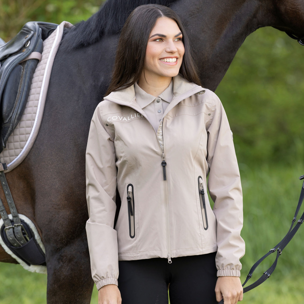 Covalliero Ladies Rain Jacket #colour_beige