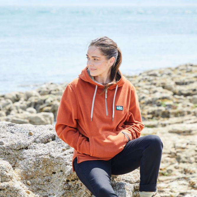 Ridgeline Womens Ballistic Long Sleeved Fleece Hoodie #colour_russet