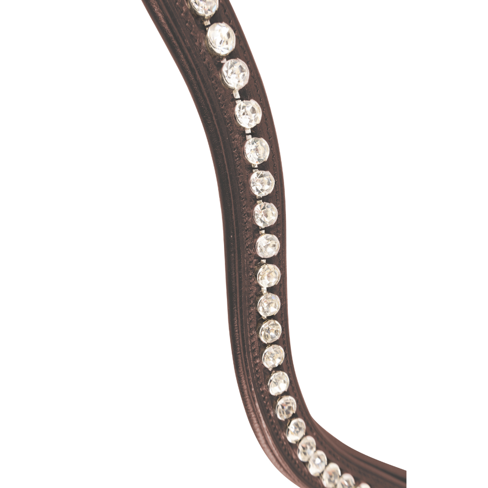 ProPresicce Signature Curved Diamante Browband by Hy Equestrian #colour_brown-with-silver-diamantes