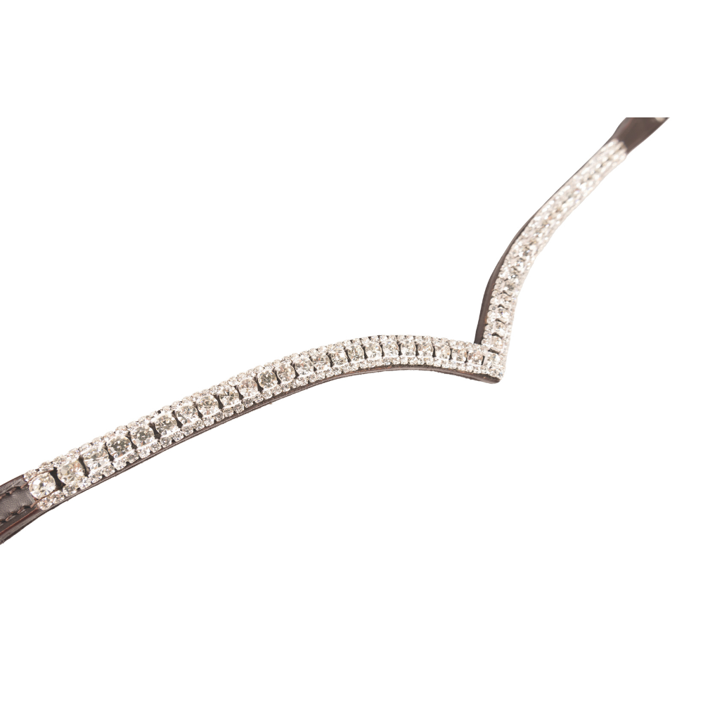ProPresicce Signature V Diamante Browband by Hy Equestrian #colour_brown-with-silver-diamantes