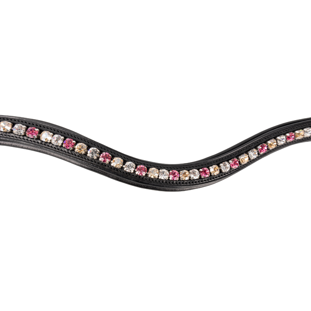 ProPresicce Signature Curved Diamante Browband by Hy Equestrian #colour_black-with-pink-silver-taupe-diamantes