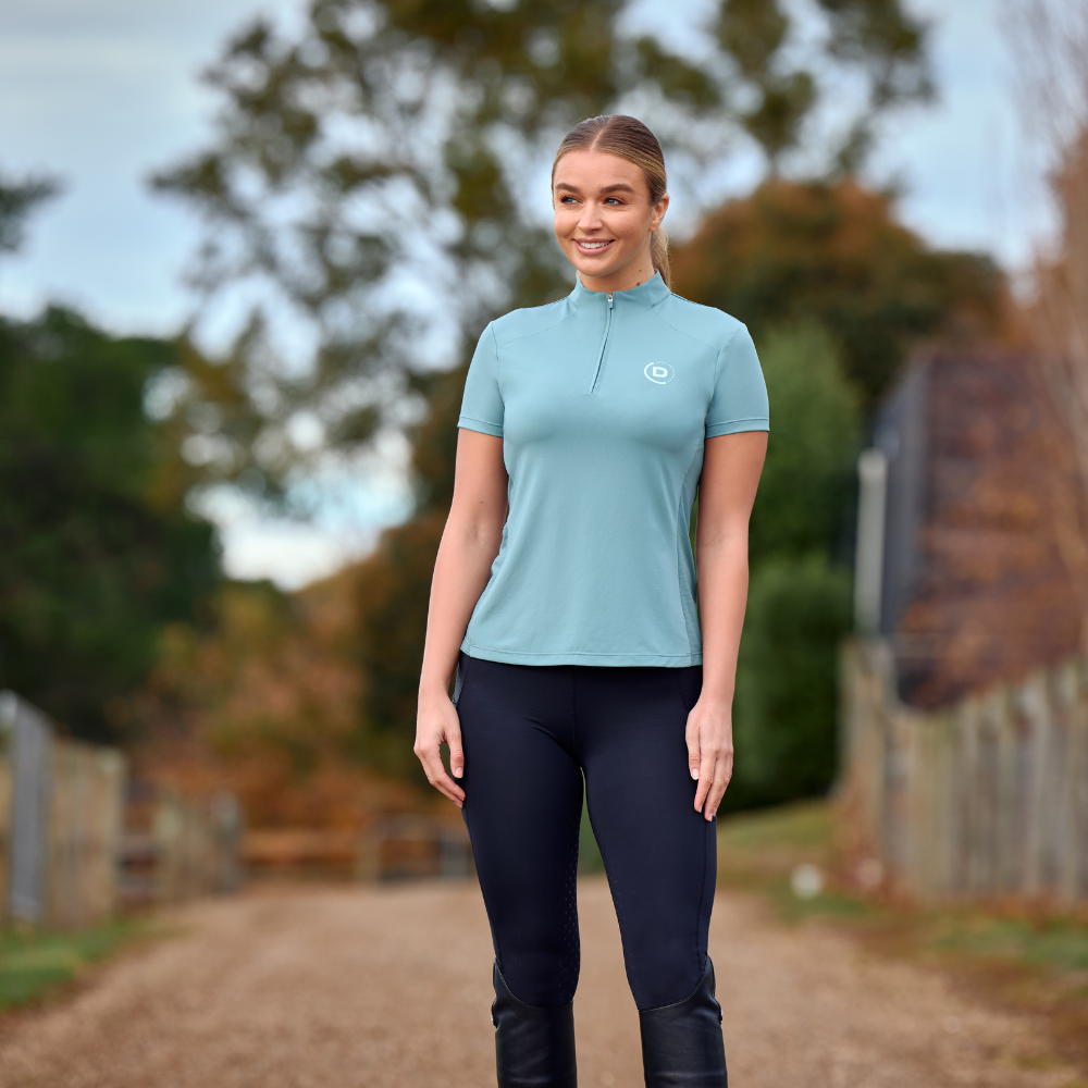 Dublin Ladies 1/4 Zip Breathable Short Sleeve Top #colour_washed-teal