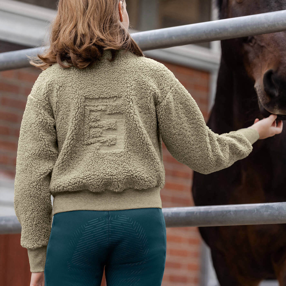 E.L.T Teens Alba Teddy Fleece Jacket #colour_beige-grey