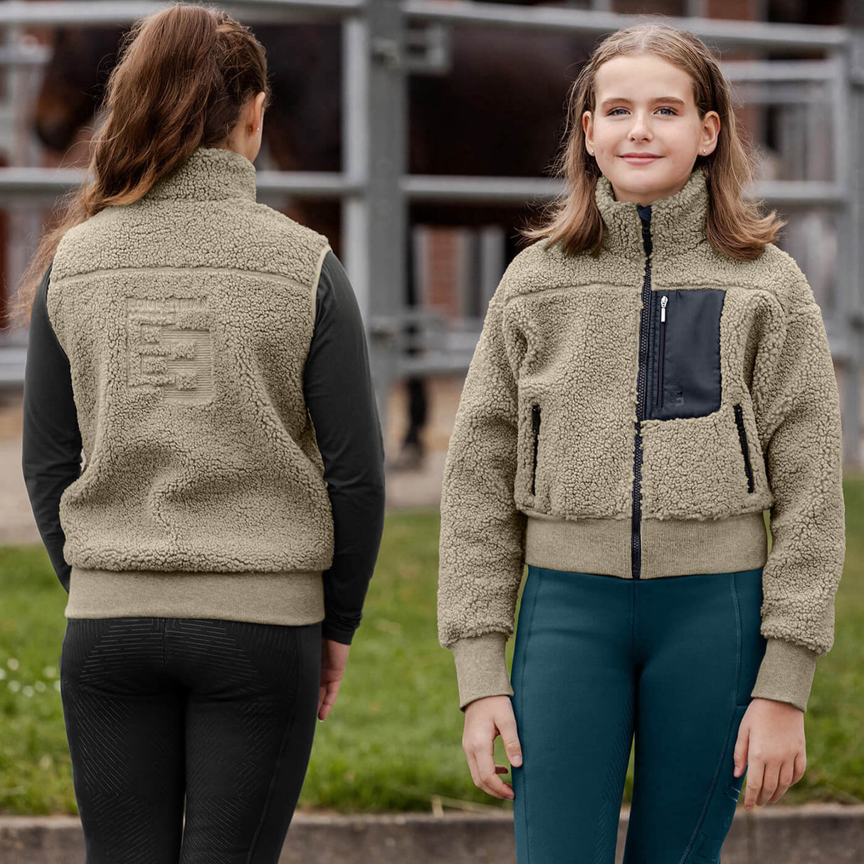 E.L.T Teens Alma Teddy Fleece Vest #colour_beige-grey