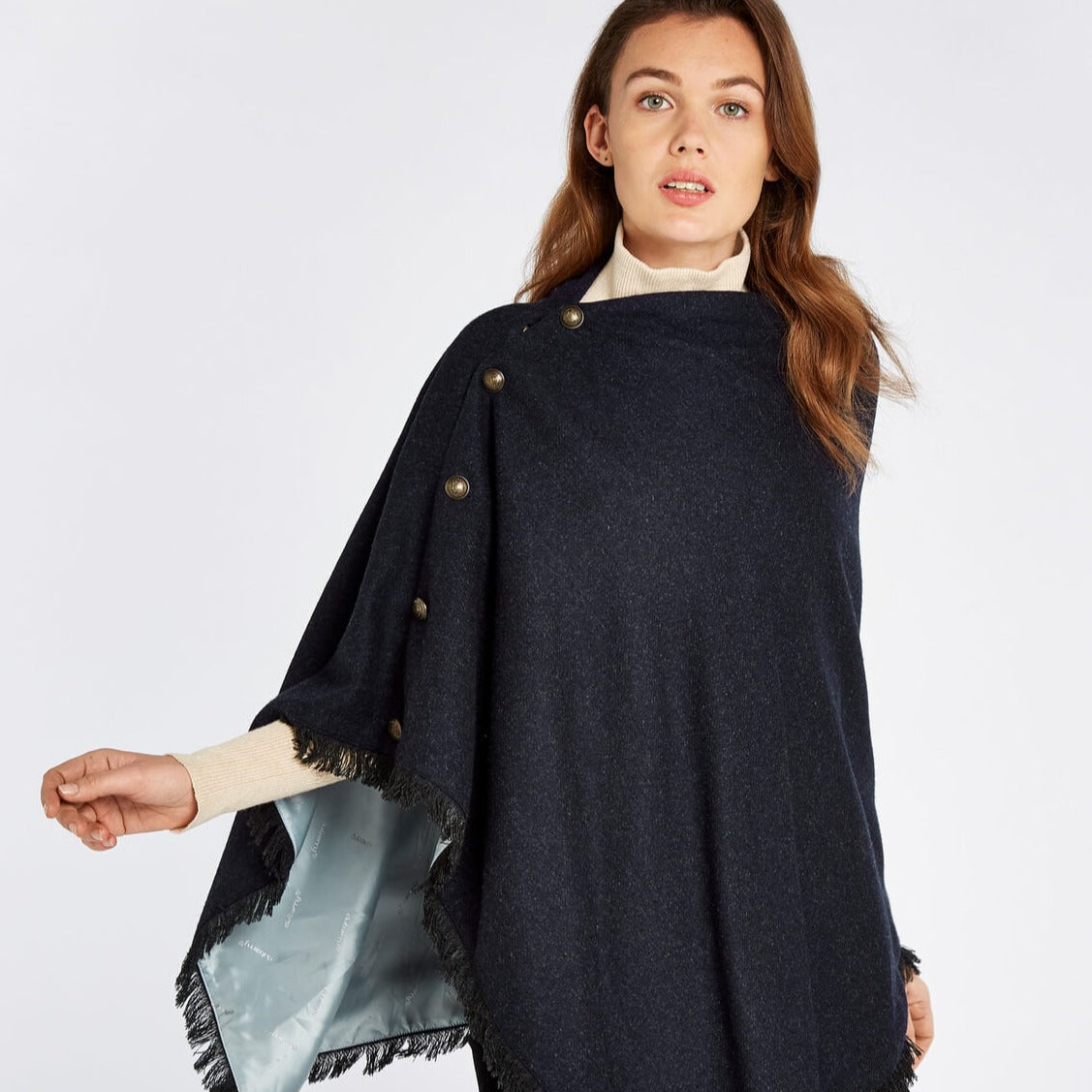 Dubarry Womens Hazelwood Tweed Poncho #colour_navy