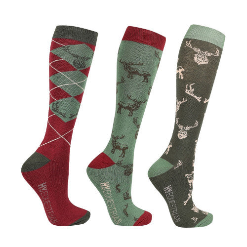 Hy Equestrian Divine Deer Socks - Pack of 3