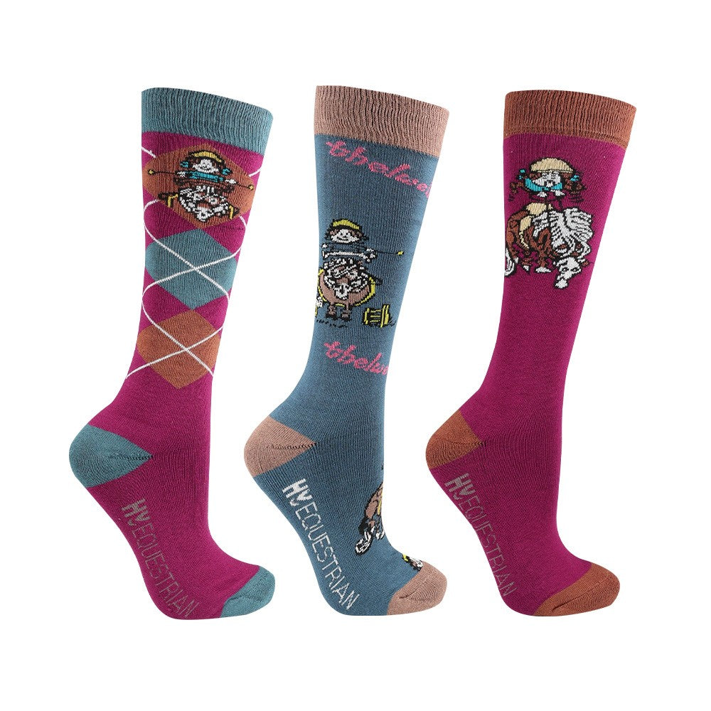 Hy Equestrian Thelwell Collection Pony Friends Socks - Pack of 3