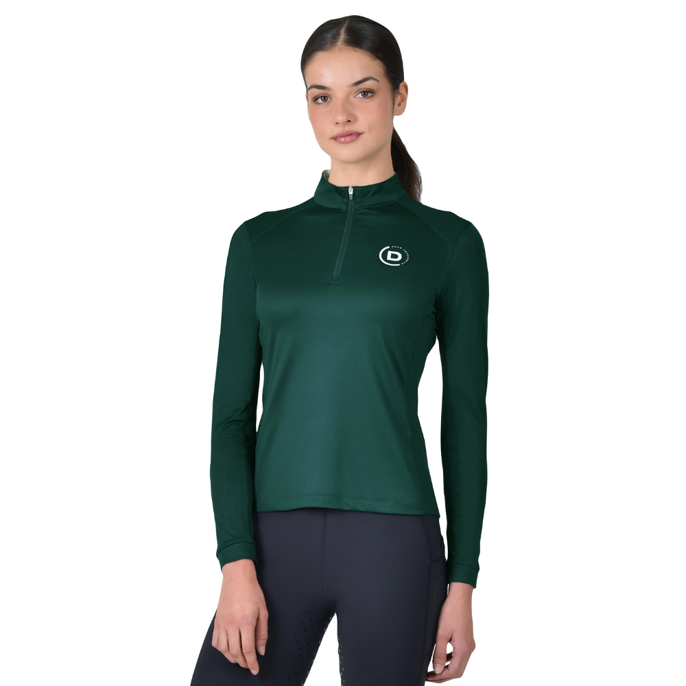 Dublin Ladies Breathable Long Sleeve Riding Top #colour_dark-emerald-green