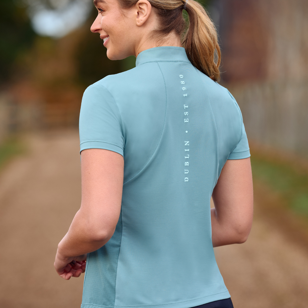 Dublin Ladies 1/4 Zip Breathable Short Sleeve Top #colour_washed-teal