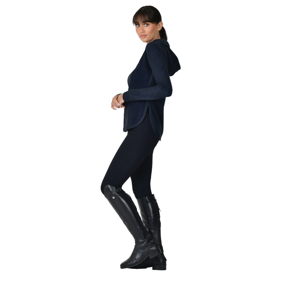 Weatherbeeta Ladies London Layer Long Sleeve Top With Hood #colour_dark-navy-marle