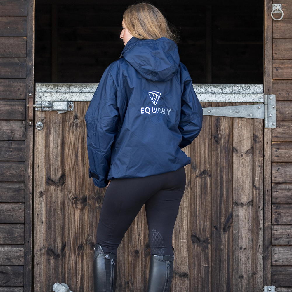 EQUIDRY Women's Shortie Mesh Lining Mac #colour_navy