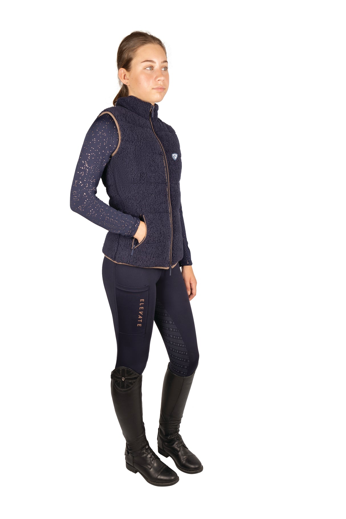 Hy Equestrian Ladies Elevate Allure Gilet #colour_navy-gun-metal-grey