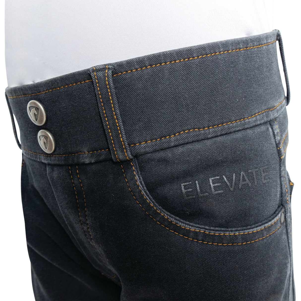 Hy Equestrian Elevate Mizs Style Denim Breeches #colour_black