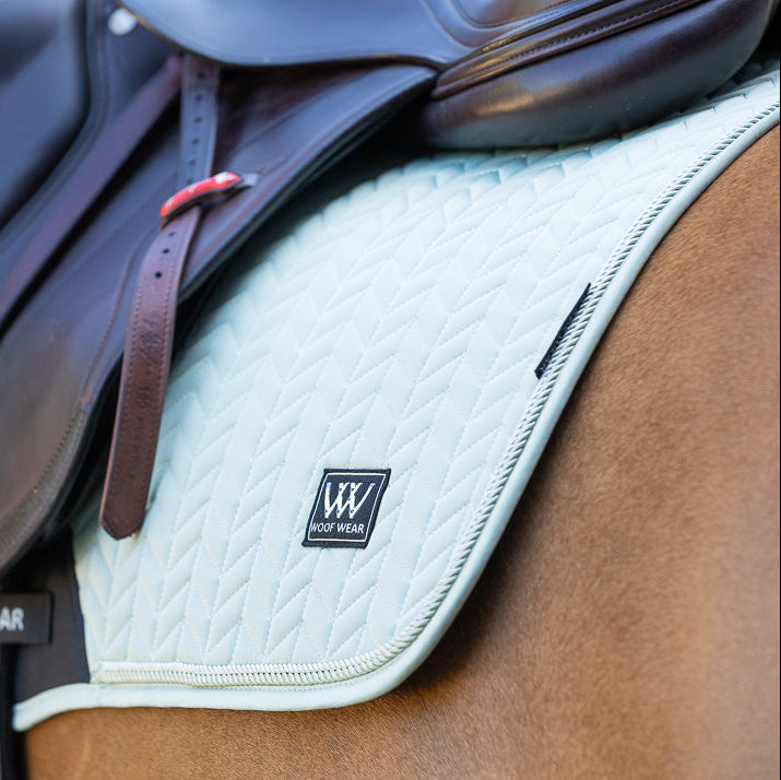 Woof Wear Herringbone Close Contact Saddle Pad #colour_sage-green