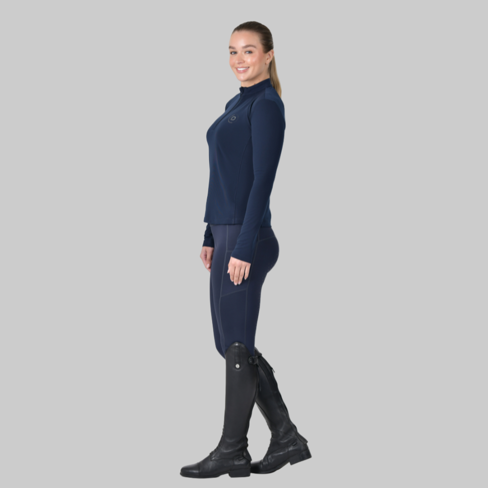 Dublin Ladies Brushed Long Sleeve Riding Top #colour_navy