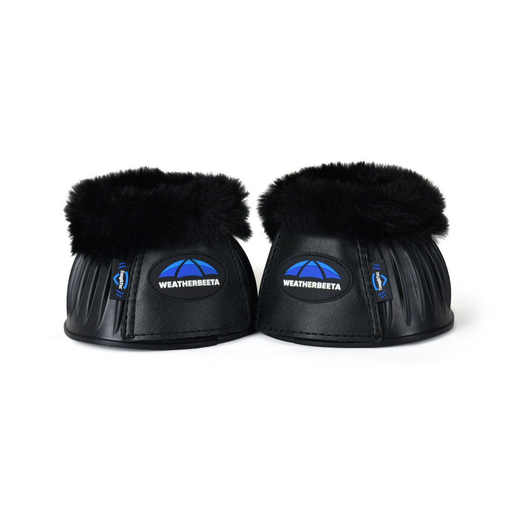 Weatherbeeta Tough-Tec Prime Fleece Trim Rubber Bell Boots #colour_black-black