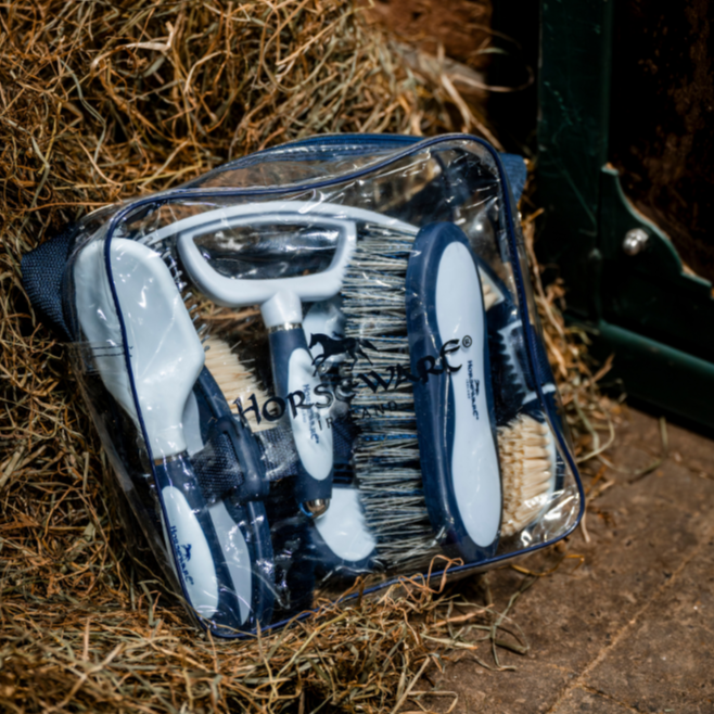 Horseware Ireland Newmarket Grooming Brush Set #colour_whitney-navy