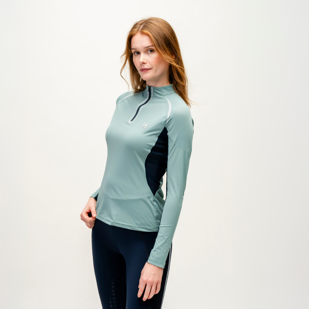 Horseware Ireland Stamina Long Sleeve 1/4 Zip Top #colour_sage