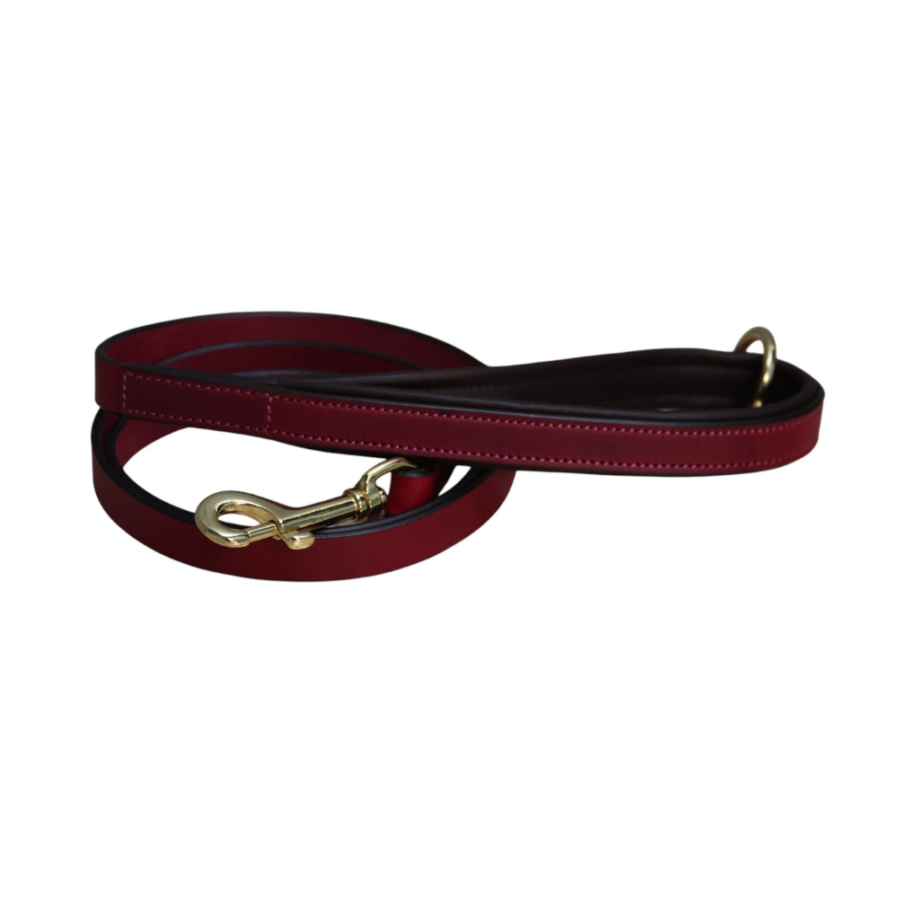 Mackey Padded Dog Lead #colour_mulberry-brown