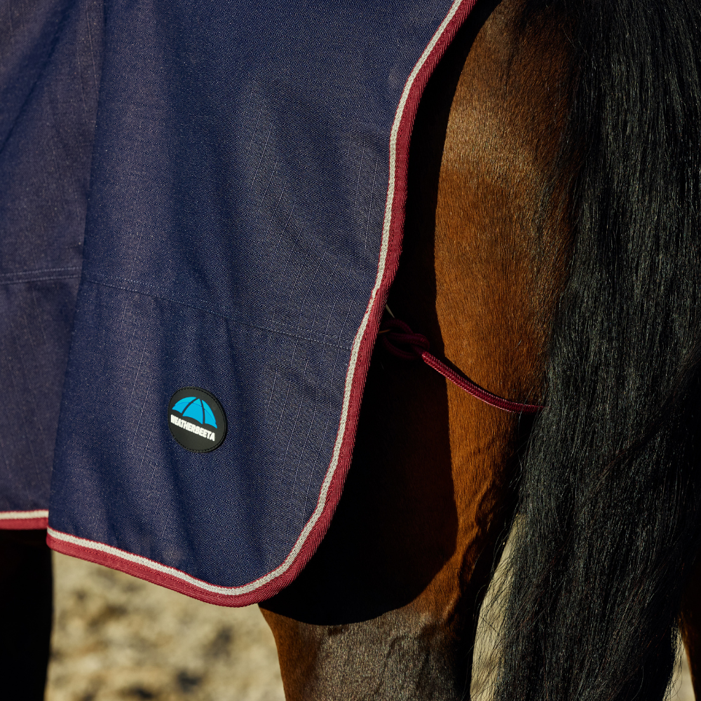 Weatherbeeta Essential Fleece Lined Quarter Sheet #colour_navy-burgundy