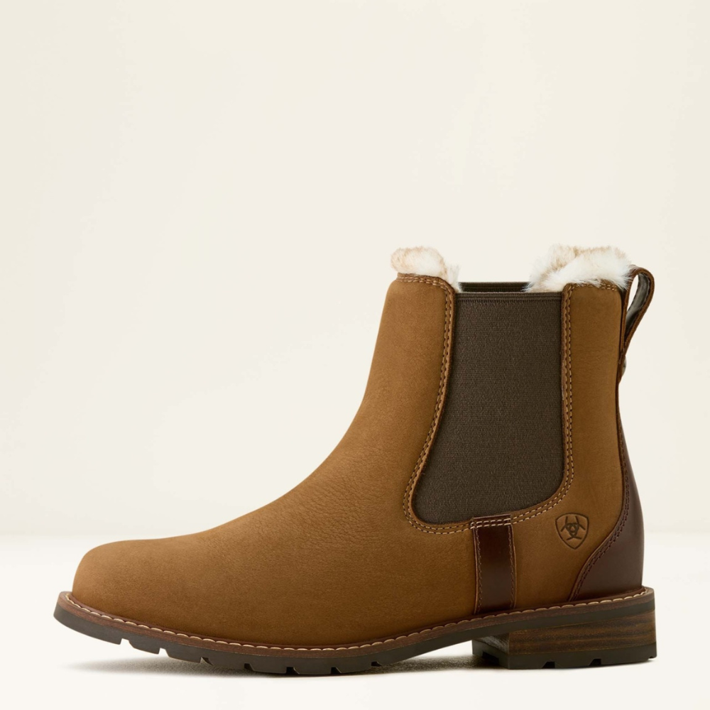 Ariat Women's Wexford Sherpa Waterproof Chelsea Boot #colour_amber-brown