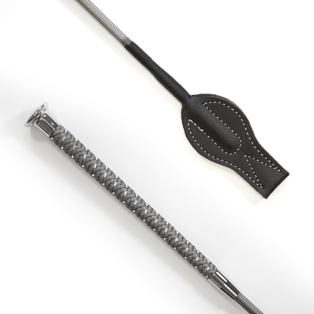 KM Elite Silver Braided Junior Whip #silver-grey