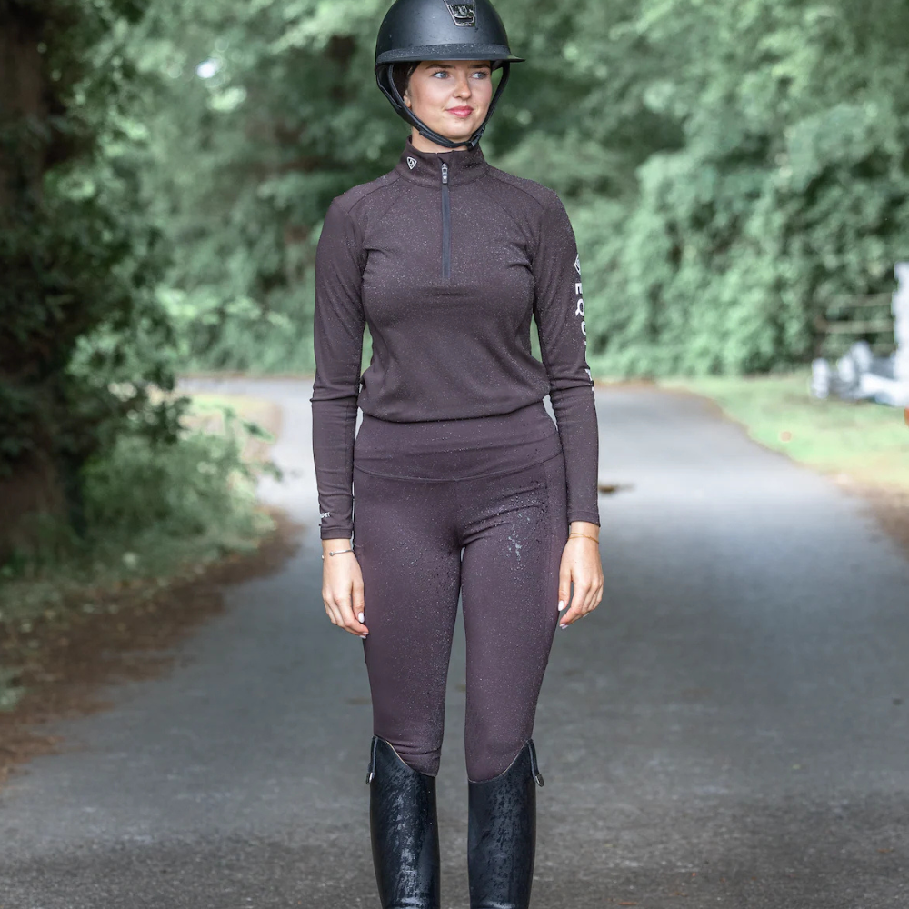 EQUIDRY Women's Water Repellent Leggings #colour_brown-white