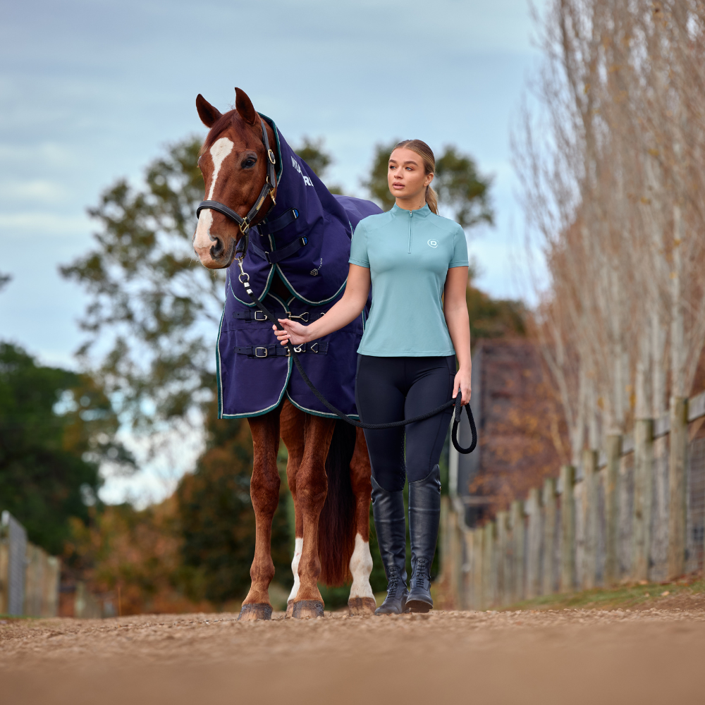 Dublin Ladies 1/4 Zip Breathable Short Sleeve Top #colour_washed-teal