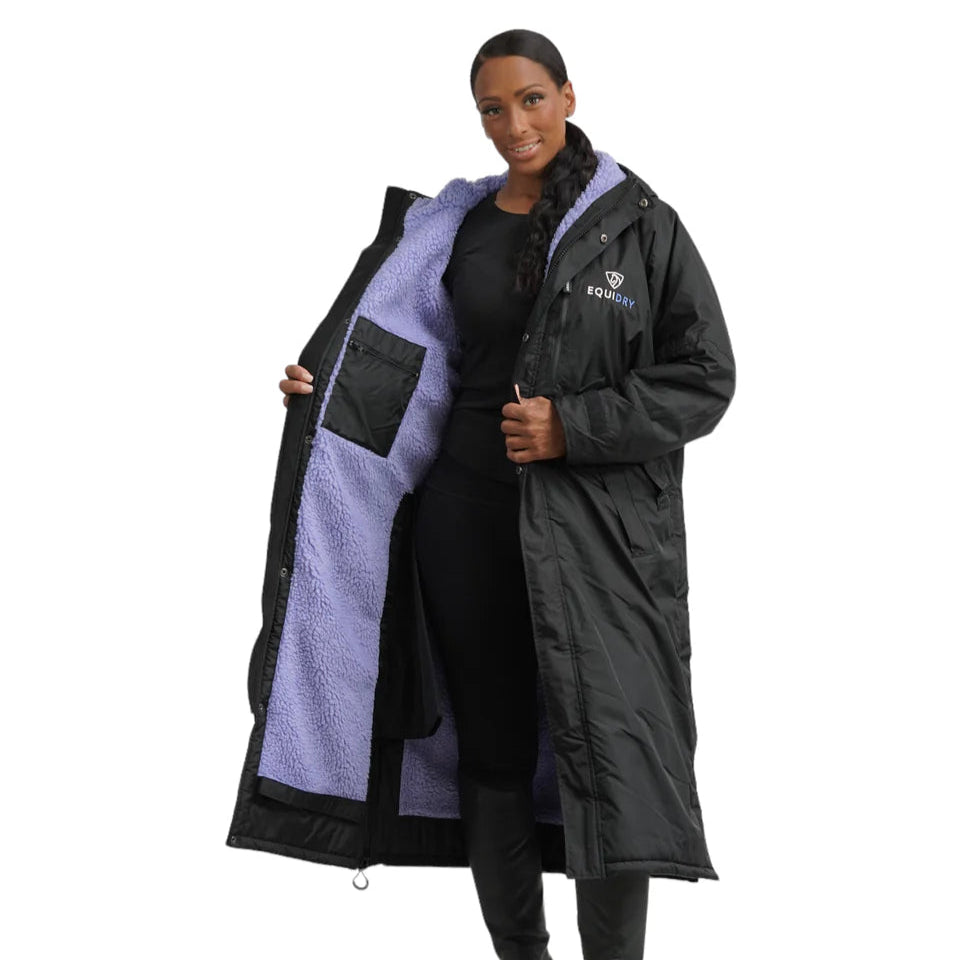 EQUIDRY Women's Thick Fleece Evolution Fixed Hood #colour_black-lilac