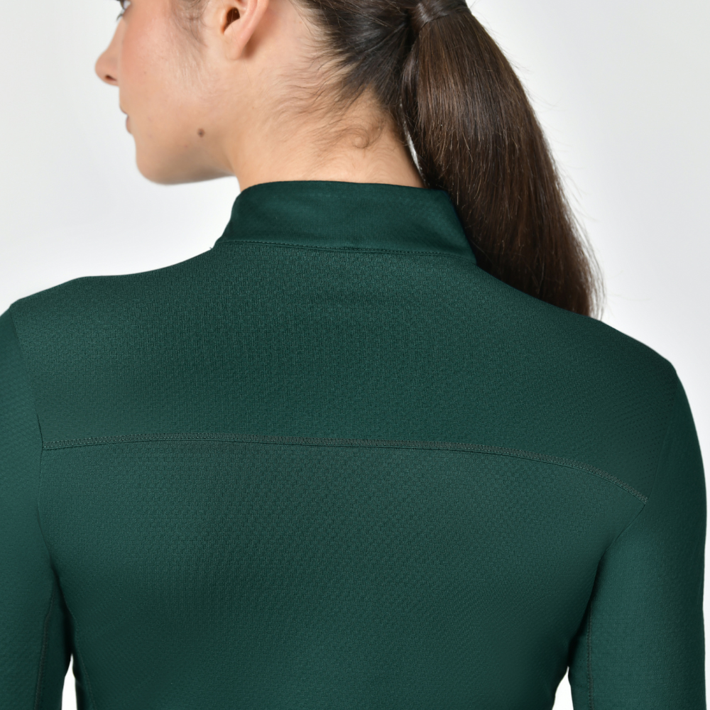 Dublin Ladies Breathable Long Sleeve Riding Top #colour_dark-emerald-green