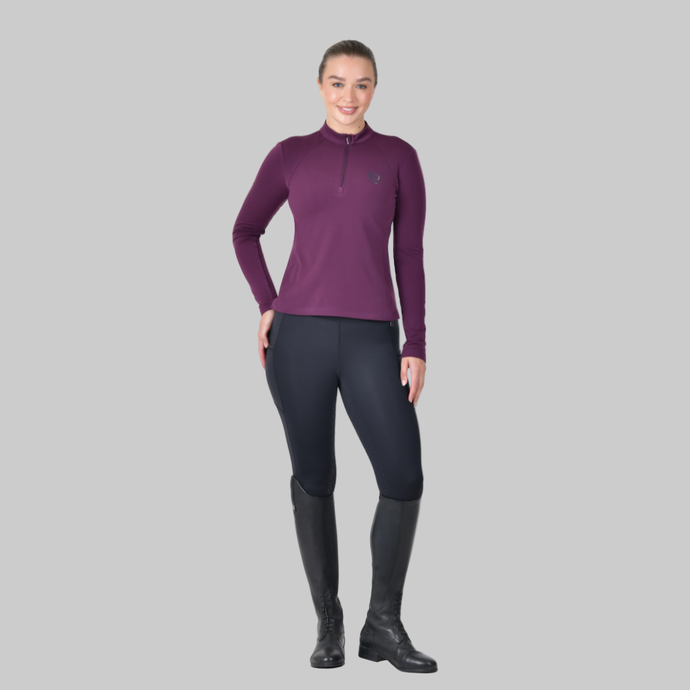 Dublin Ladies Brushed Long Sleeve Riding Top #colour_purple-violet