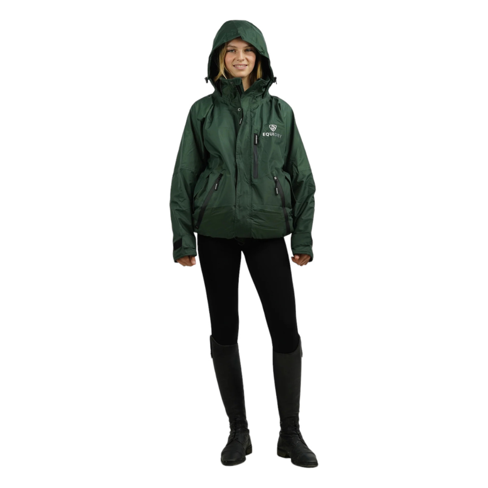 EQUIDRY Women's Thin Fleece Shortie #colour_black-forest-green