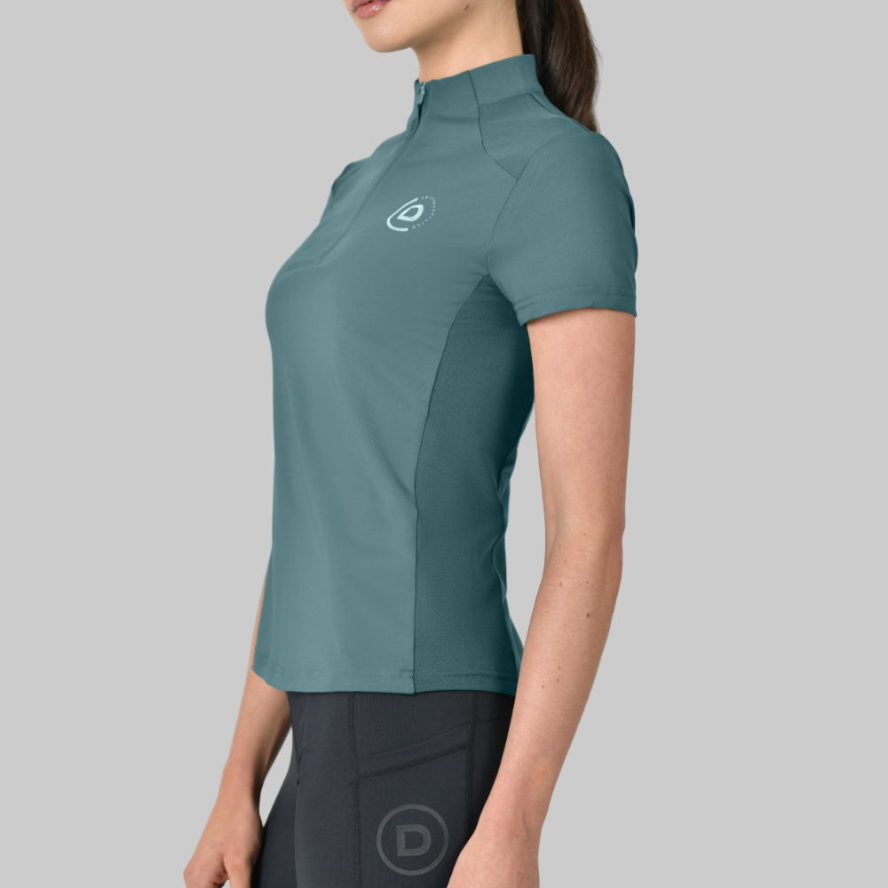 Dublin Ladies 1/4 Zip Breathable Short Sleeve Top #colour_washed-teal