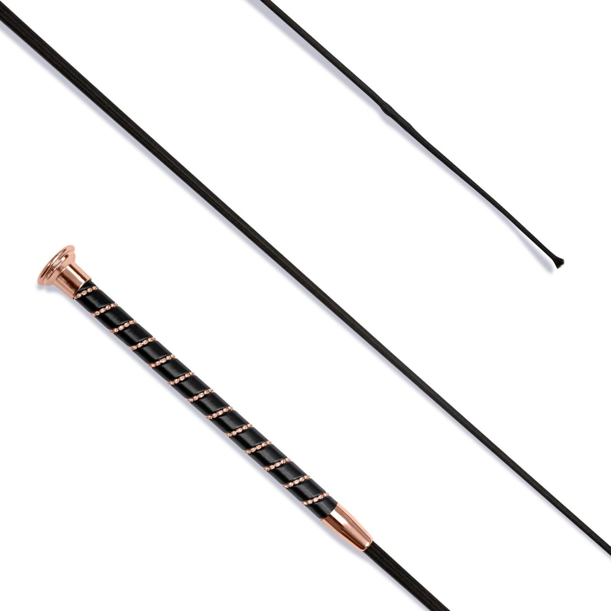 KM Elite Dressage Whip Black Grip with Crystal Spiral