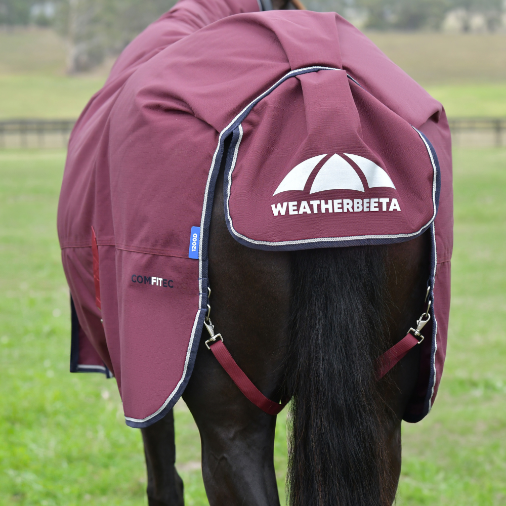 Weatherbeeta Comfitec Essential 220G Combo Turnout #colour_burgundy-navy