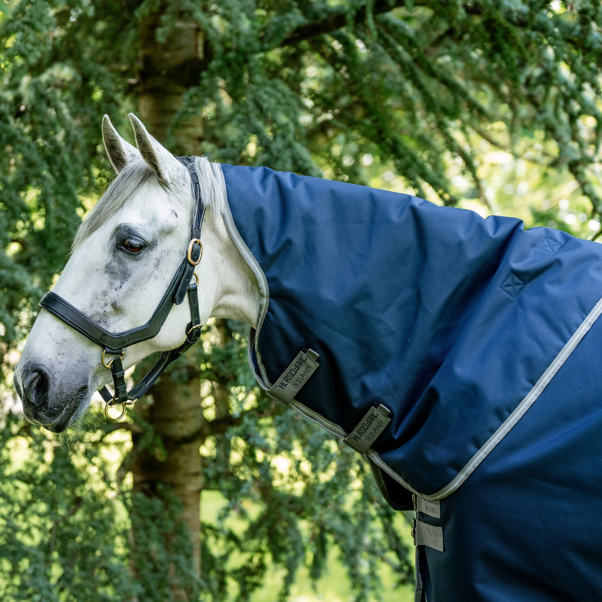 Horseware Ireland Amigo Bravo 1200D Original Hood 0g #colour_navy-titanium-grey-silver