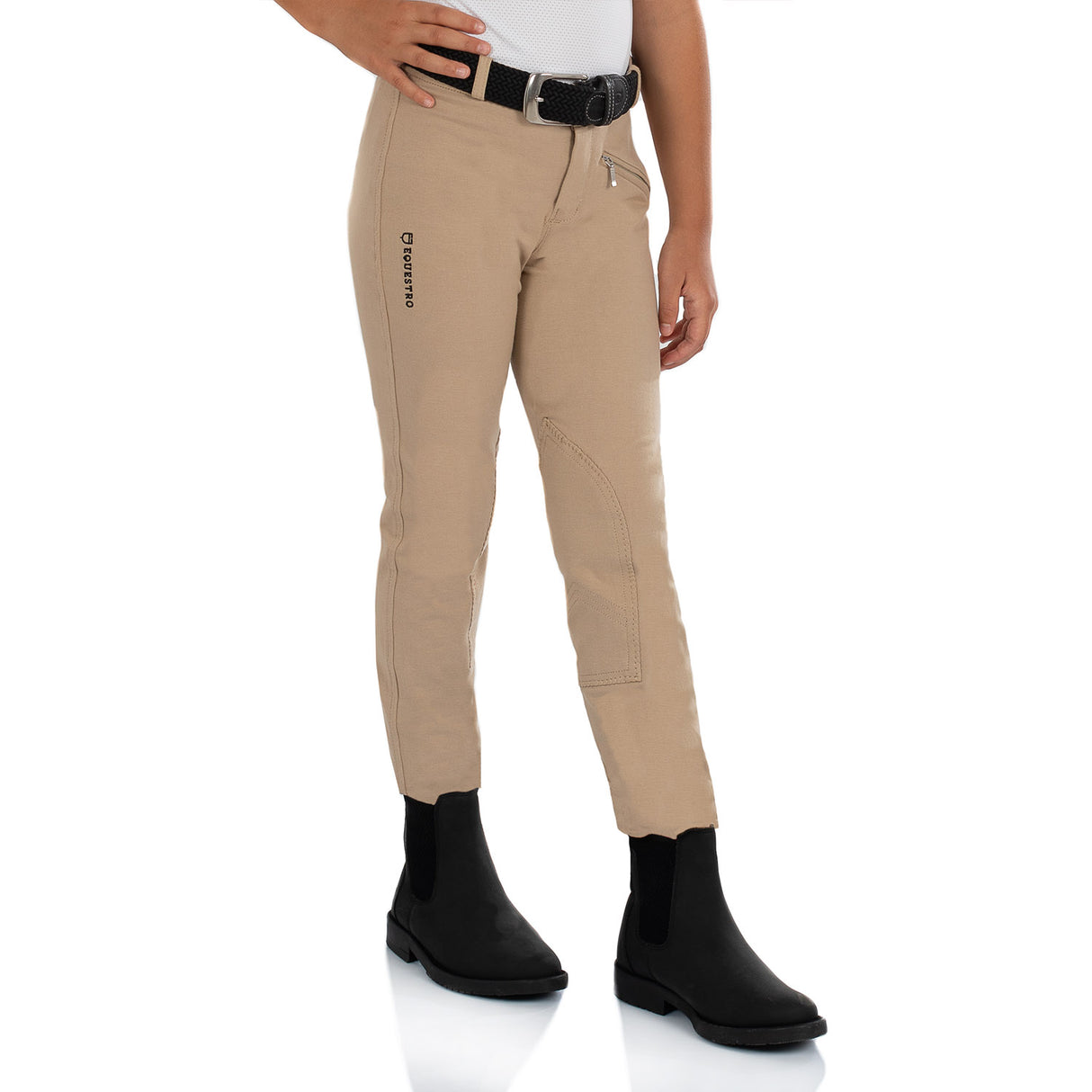 Equestro Leilani Model Junior Jodhpur Breeches In Stretch Material #colour_beige