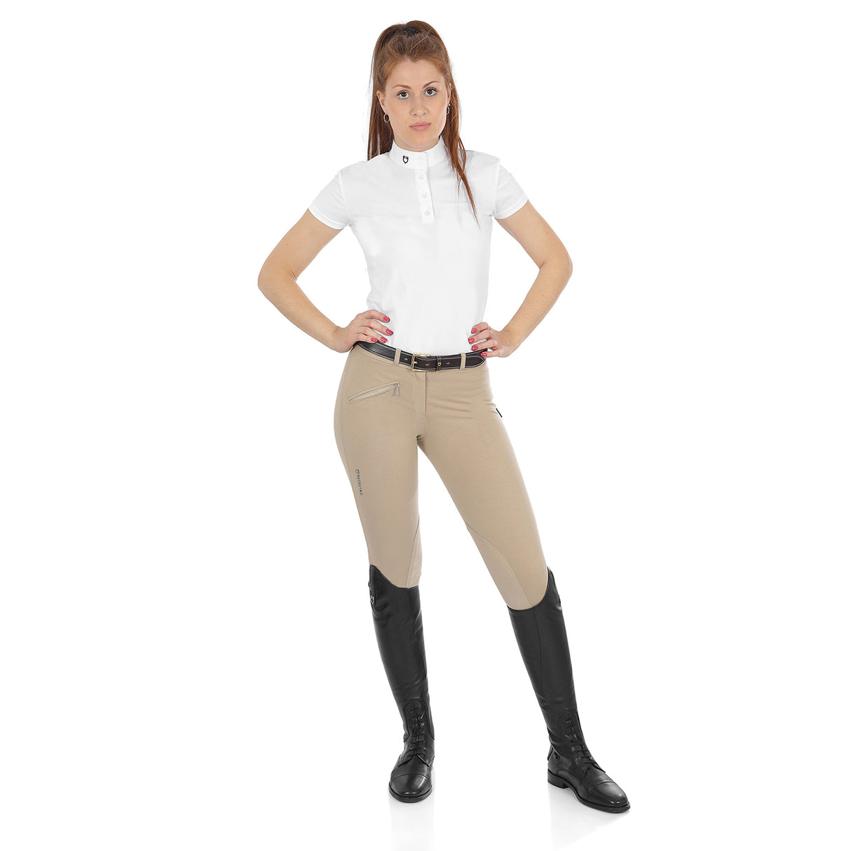 Equestro Selene Model Woman Breeches In Stretch Cotton #colour_beige