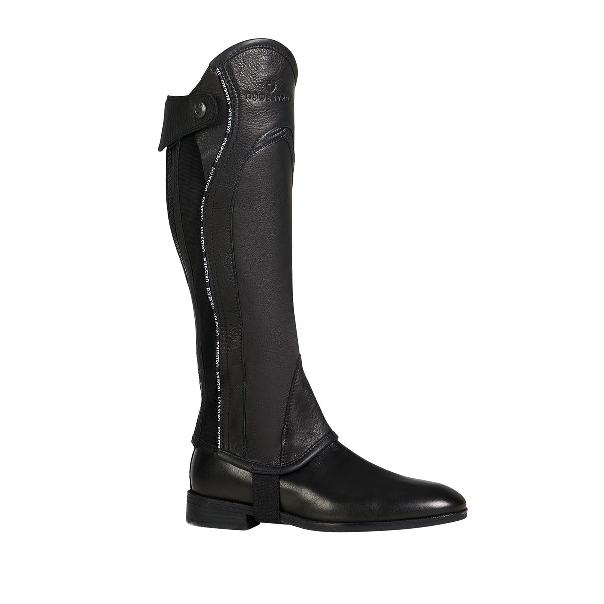 Equestro Kids' Soft Leather Gaiters With Elastic Band #colour_black