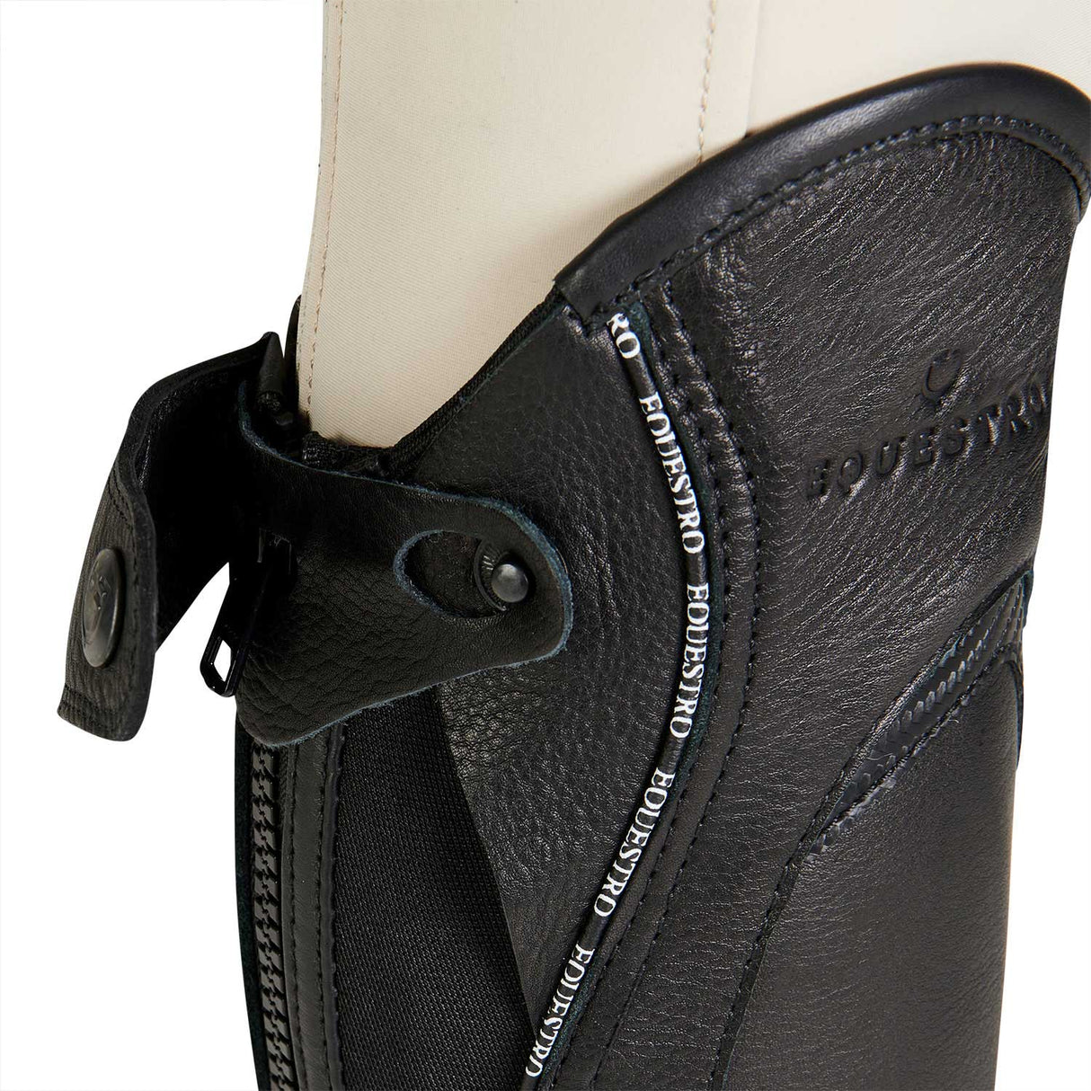 Equestro Kids' Soft Leather Gaiters With Elastic Band #colour_black