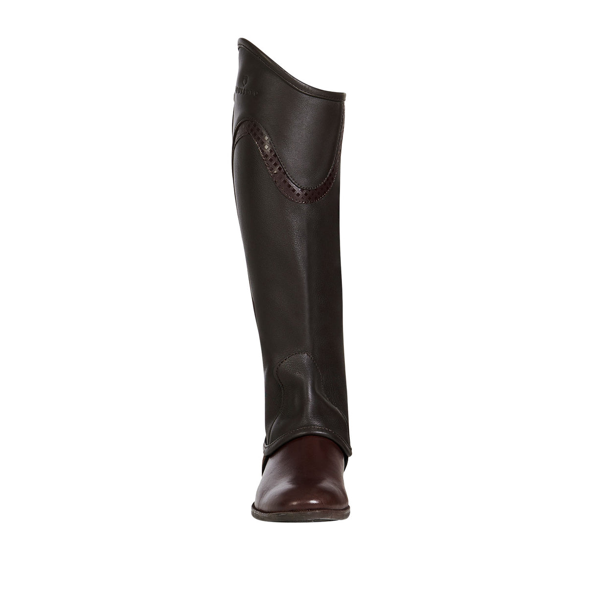 Equestro Unisex Leather Gaiters With Contrasting Profile #colour_brown