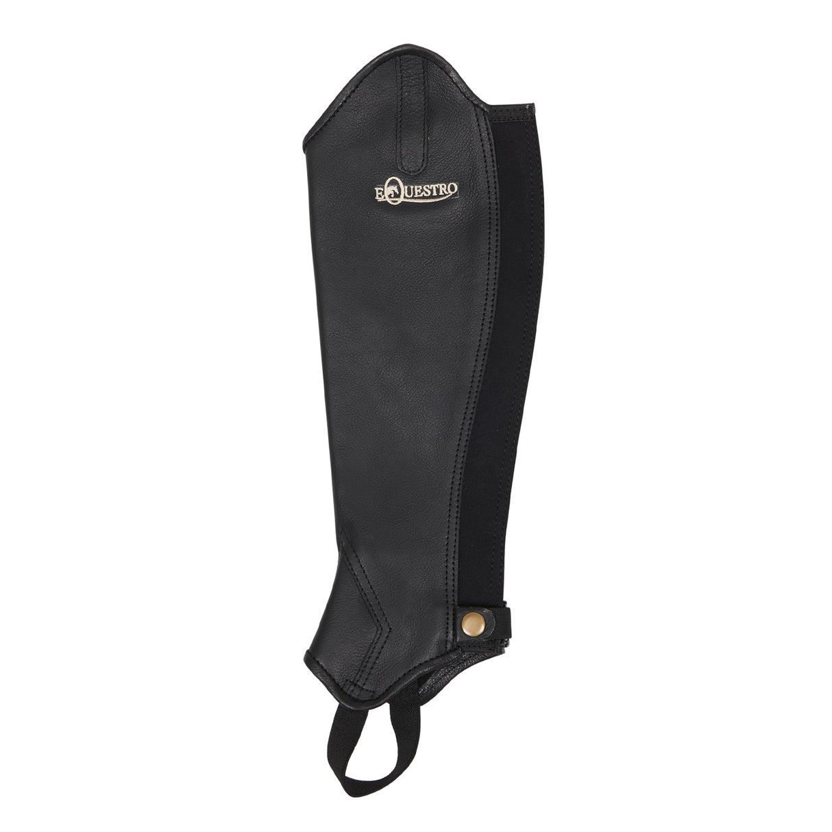 Equestro Unisex Soft Leather Gaiters With Rear Zip #colour_black