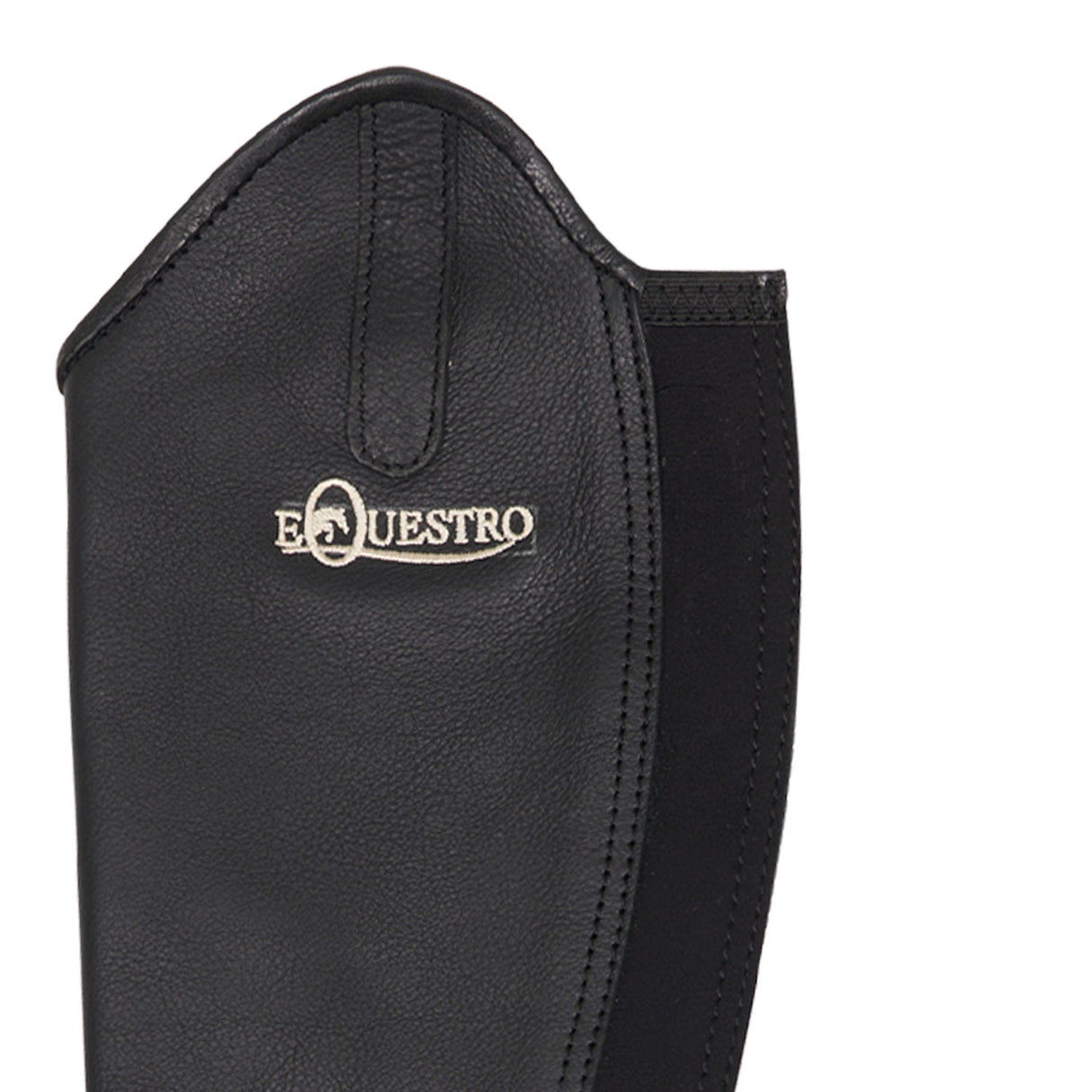 Equestro Unisex Soft Leather Gaiters With Rear Zip #colour_black
