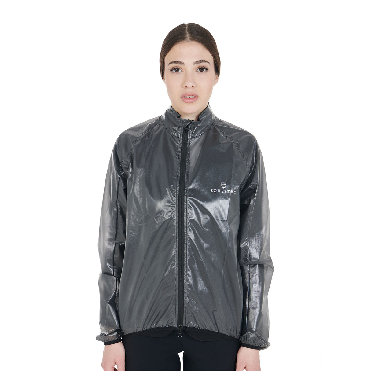 Equestro Windproof And Water-Repellent Unisex Overcoat #colour_black