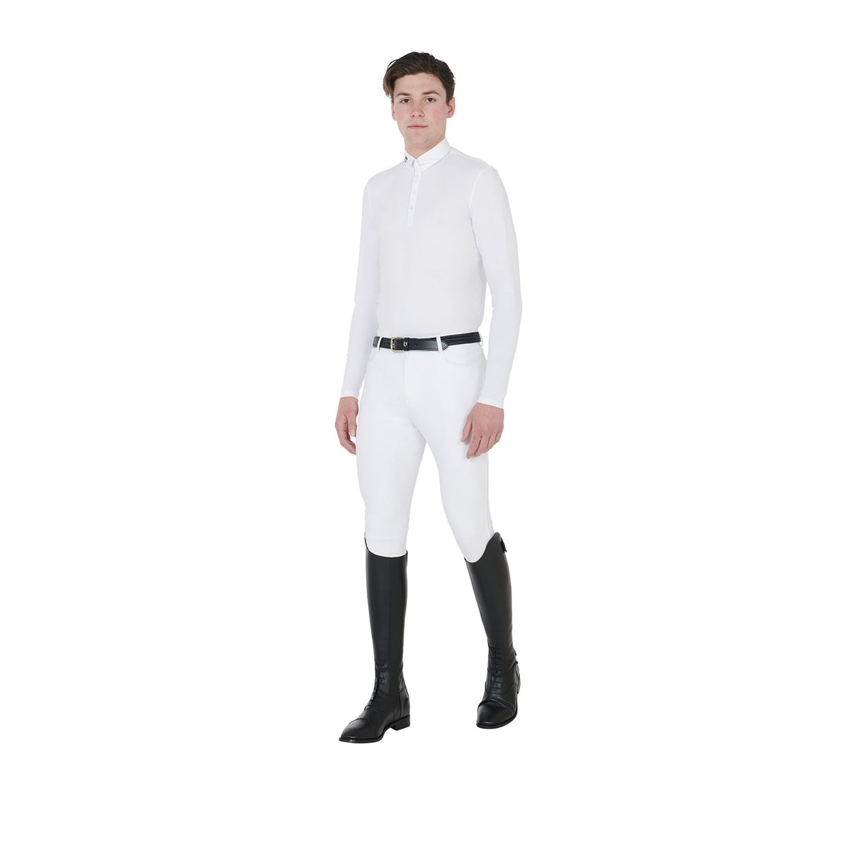 Equestro Men's Long Sleeve Competition Polo Shirt #colour_white