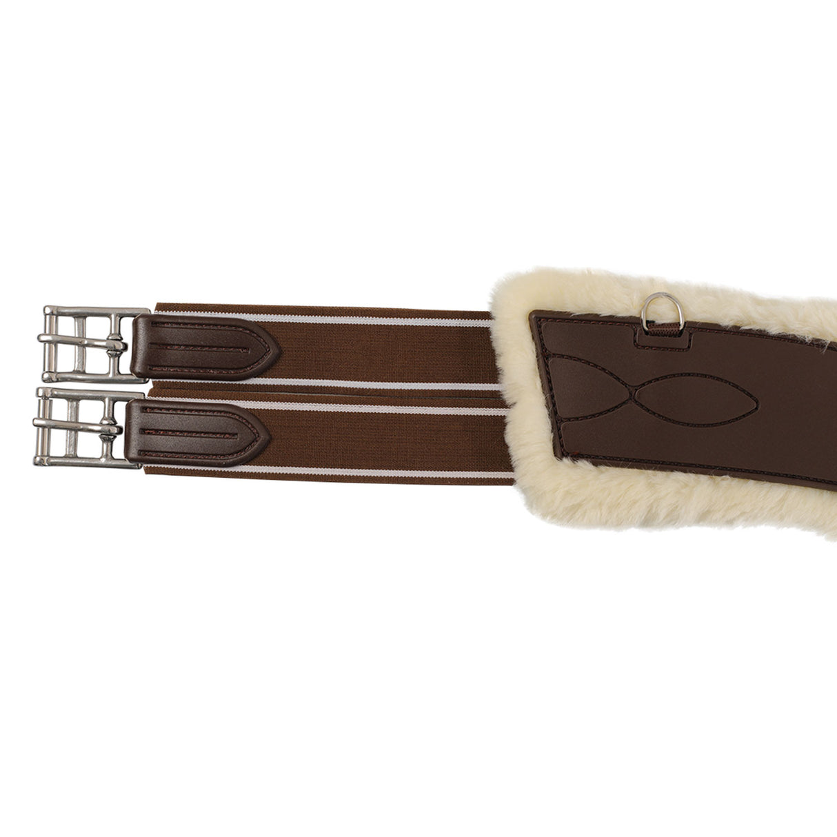 Acavallo Jumping Stud Guard Girth Classic Gel Pvc Detachable Faux Sheepskin #colour_brown