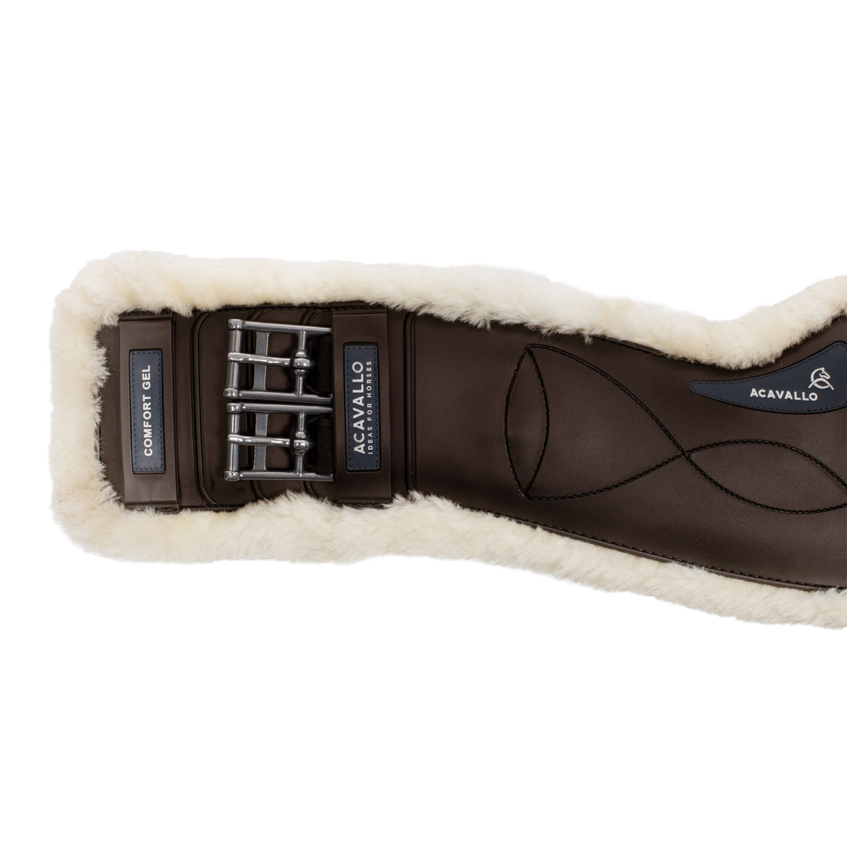 Acavallo Dressage Girth Classic Gel Sheepskin #colour_brown