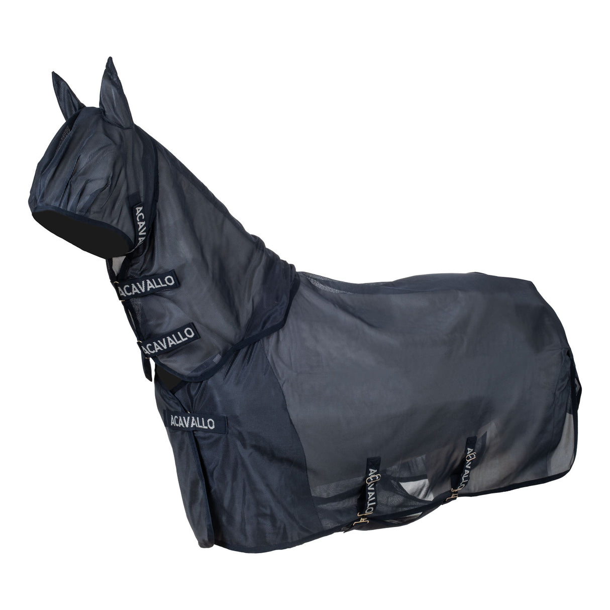 Acavallo Fly Rug In Breathable Fabric With Mask And Neck Cover #colour_blue