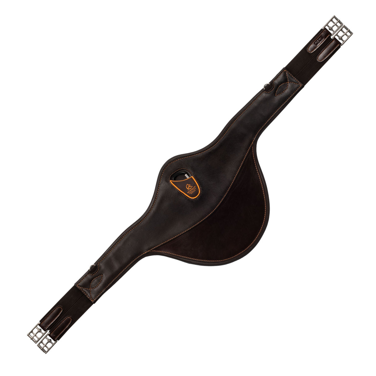 Acavallo Jumping Stud Guard Girth Leather & Gel #colour_brown